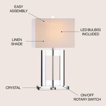 Parish 26" Crystal LED Table Lamp - JONATHAN Y